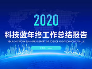 Technologia niebieski podsumowanie pracy na koniec roku szablon ppt planu pracy na nowy rok