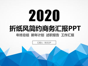 Styl origami kreatywny główny wykres biznesowy niebieski płaski szablon raportu podsumowującego ppt