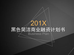 Plantilla ppt del plan de financiación empresarial simple líneas triangulares geométricas de fondo negro textura