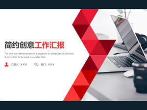 Gaya geometris pencocokan warna merah dan abu-abu template ringkasan rencana kerja kreatif sederhana