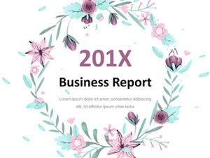 Guirnalda de plantas de acuarela simple pequeña plantilla ppt de estilo literario fresco