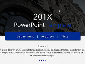 Modello ppt di rapporto di lavoro blu scuro atmosfera semplice europea e americana