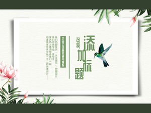 Fiori e uccelli piccolo fresco verde bellissimo modello ppt stile letterario