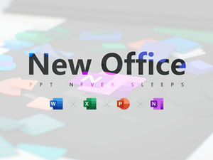 Zupełnie nowy szablon ppt z blokami kolorów i ikonami