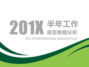 Flache kleine frische grüne Arbeit Zusammenfassung Bericht ppt Vorlage für das erste Halbjahr