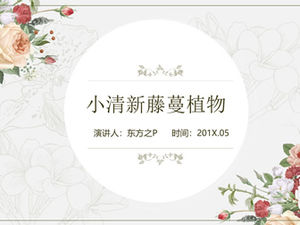 小清新水彩藤蔓植物欧洲复古文艺范主题ppt模板