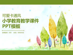 Suluboya manzara boyama sevimli karikatür tarzı ilkokul eğitimi öğretim ders ppt şablonu