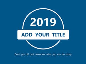 Minimalist blue and white two-color micro-stereo work summary ppt template