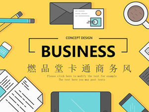 Modello ppt di rapporto di sintesi del lavoro modello di business in stile cartone animato arancione vibrante