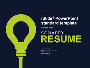 Lâmpada tampa criativa azul e verde pequena cor fresca plana modelo de relatório de trabalho de negócios ppt