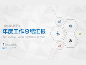 Elegante fundo de triângulo baixo cinza moda simples estilo plano relatório de resumo de trabalho anual modelo de ppt