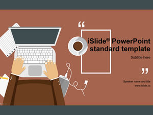 Caractère du lieu de travail exploitation ordinateur dessin animé image principale couverture simple modèle de ppt entreprise café atmosphère