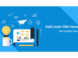 蓝灰色平面卡通风格业务工作总结报告ppt模板