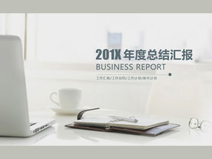 優雅灰色簡約清新風格業務工作總結報告ppt模板