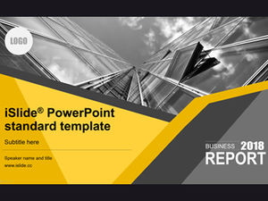 視覺衝擊幾何圖形切割創意設計黃灰色扁平商務風格工作總結ppt模板