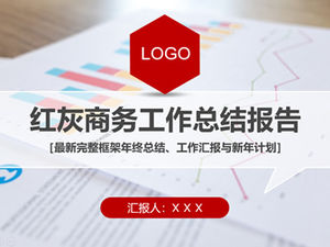 Laporan ringkasan kerja datar gaya bisnis merah dan abu-abu, template ppt umum