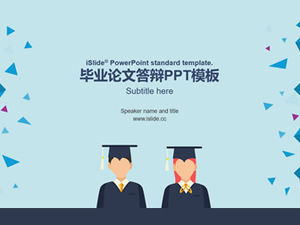 Doutorado estudante personagem ícone triângulo tridimensional estilo de desenho animado criativo tese defesa ppt template