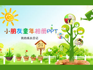 Mein Wachstumstagebuch-niedliche Cartoonart Kinderwachstumsalbum ppt Vorlage