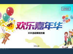 Happy Carnival-schillernde flache Cartoon-Stil Event-Planung ppt Vorlage