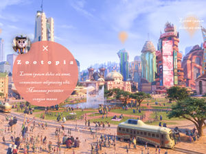 Template ppt film kartun "Crazy Zoo"