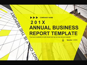 Yellow and gray bright color matching fashion European and American style work report ppt template