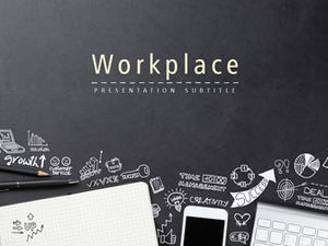 Crayon de fond en cuir icônes dessinées à la main affaires occasionnelles modèle de rapport de résumé de travail de style européen et américain modèle ppt