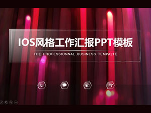 Gráfico translúcido de fundo roxo deslumbrante, estilo iOS, modelo de relatório de trabalho simples, resumo ppt