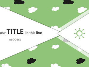 Kreskówka chmury trawa zielony mały świeży wektor ranczo kreskówka praca raport biznesowy szablon ppt