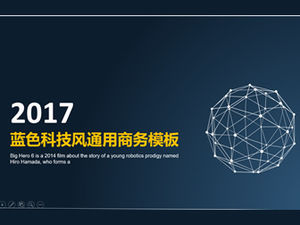 Elemen garis putus-putus datar teknologi internet biru sederhana angin ppt template