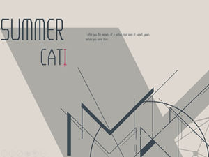 幾何学的な数字と線は、創造的なミニマリストのレトロな製品紹介ノートpptテンプレートを抽象化します