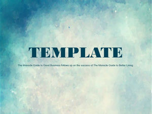 青い水彩海の背景シンプルなヨーロッパとアメリカのスタイルのビジネスレポートpptテンプレート