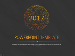 점과 선 3 차원 구형 네트워크 기술 감각 작업 요약 PPT 템플릿