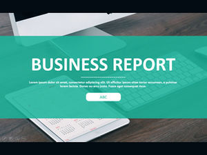 Pad apple computer big picture cover flat green atmosphere business ppt template