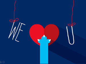 Feliz día de San Valentín estilo de dibujos animados de larga sombra plantilla ppt del día de San Valentín