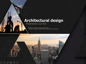 Modelo ppt de relatório de trabalho da indústria de construção de quebra-cabeça criativo triângulo