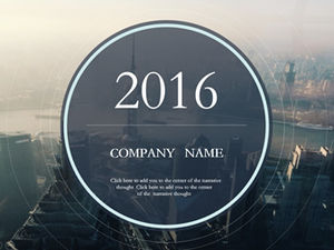 Modèle ppt de rapport de résumé de travail plat de couverture créative mince