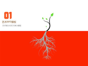 Template ppt tampilan seni pohon abstrak impresionis