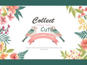 Ptaki i kwiaty akwarela malarstwo szablon ppt w stylu europejskim i amerykańskim