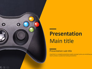 Plantilla ppt de estilo europeo y americano de tema de producto de juego plana pasión naranja