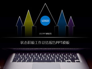 Aufwärtspfeil und Apple Notebook Creative Work Summary Report Ppt-Vorlage