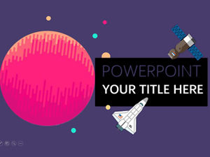 衛星ロケットスペースシャトルスペース星間スタイルの漫画ビジネスpptテンプレート