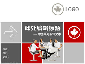 Çizgi film karakteri kırmızı gri basit iş ppt şablonu