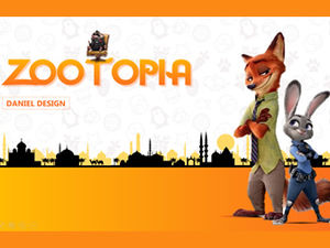 Template ppt animasi blockbuster animasi 3D "Kota Gila" Disney