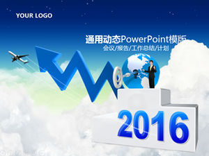 Cocok untuk laporan rapat ringkasan kerja template ppt bisnis biru