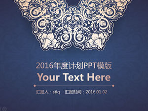 Złoty i niebieski w stylu retro 2016 nowy rok planu pracy raport biznesowy szablon ppt