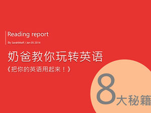 “用你的英語”簡單而喜慶的讀書筆記ppt模板