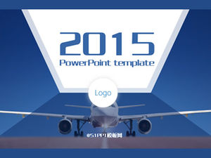飛行機の背景青の古典的なシンプルなビジネスpptテンプレート