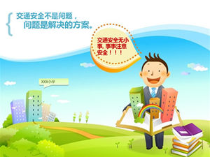 İlkokul trafik güvenliği eğitimi promosyon ppt şablonu