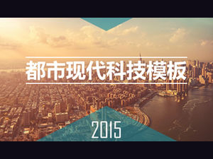 Șablon ppt pentru raportul de lucru albastru de afaceri cu tehnologie modernă urbană