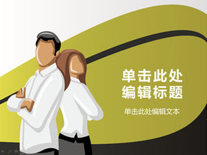 Çizgi film erkek ve kadın karakterleri iş tarzı ppt şablonu